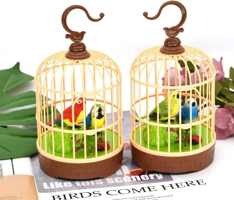 Hanging Cage Singing Moving Chirping Bird Toy
