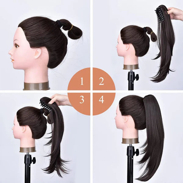 Natural Black Ponytail Hair Extension + FREE Messy Hair Bun (Juda)