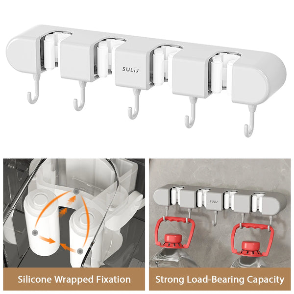 Mop Holder - 5 Layer Wall Mounted Mop & Broom Holder