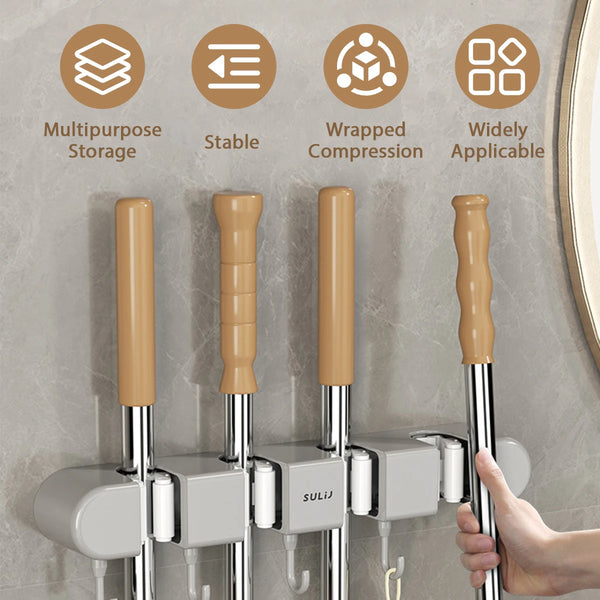 Mop Holder - 5 Layer Wall Mounted Mop & Broom Holder