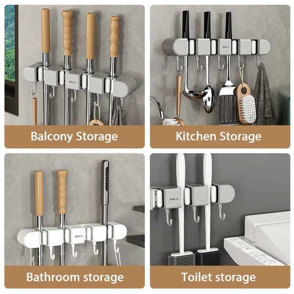 Mop Holder - 5 Layer Wall Mounted Mop & Broom Holder