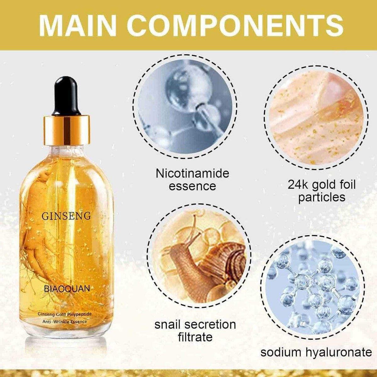 Ginseng Gold Polypeptide Anti-Ageing Serum Pack of 3 100ml Each
