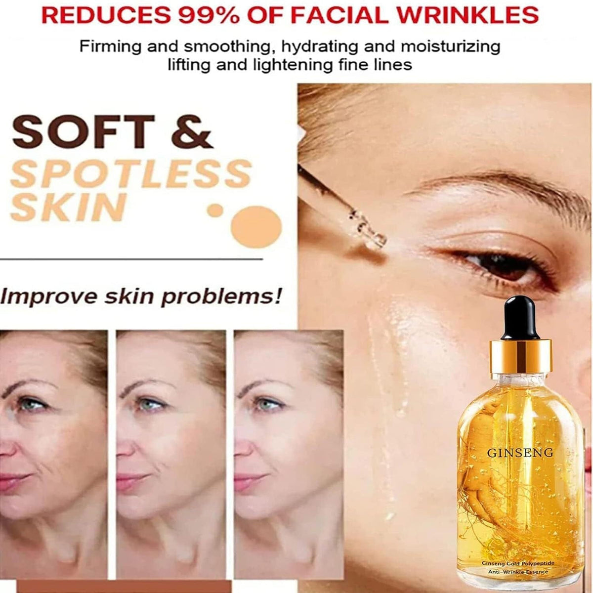 Ginseng Gold Polypeptide Anti-Ageing Serum Pack of 3 100ml Each