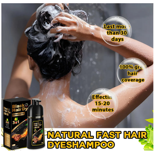 Unisex Instant Black Herbal Hair Dye Shampoo for Grey Hair Coverage 3 in 1(100ml)