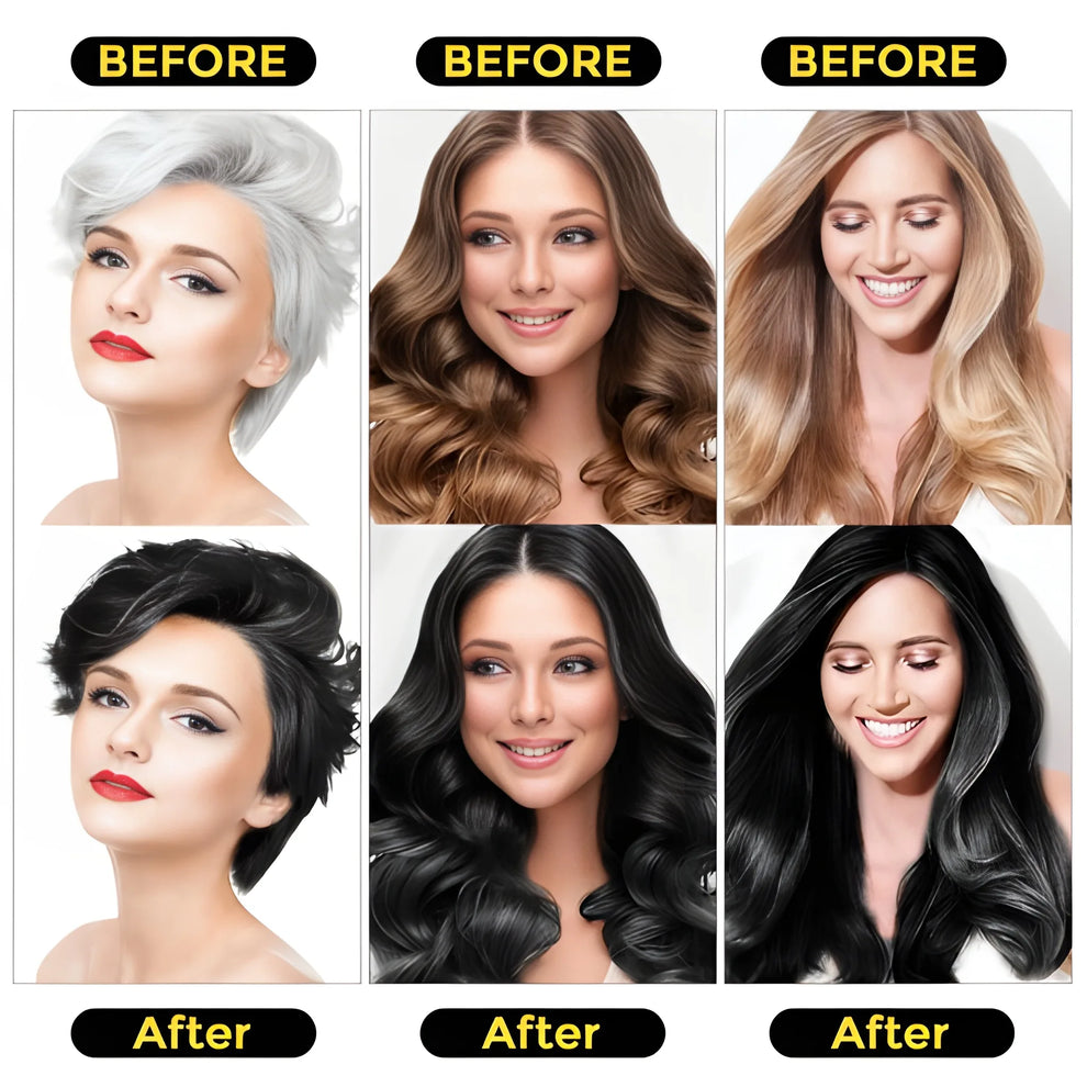 Unisex Instant Black Herbal Hair Dye Shampoo for Grey Hair Coverage 3 in 1(100ml)