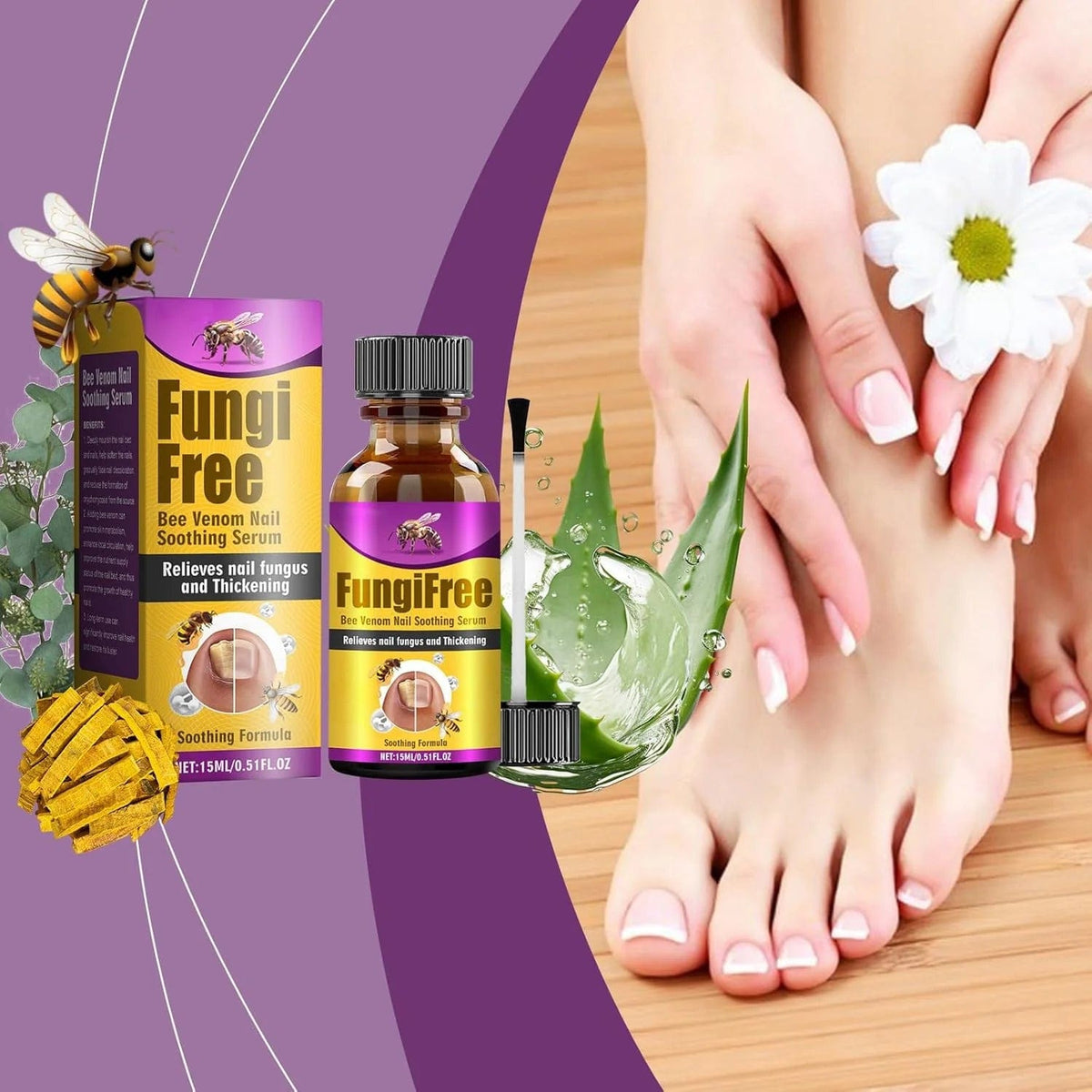 Fungi Free Bee Venom Nail Treatment Solution Serum (15ml) (Pack of 2)
