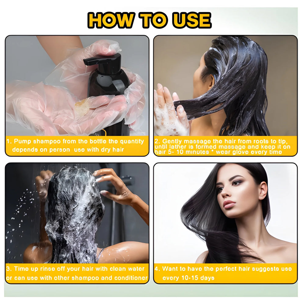Unisex Instant Black Herbal Hair Dye Shampoo for Grey Hair Coverage 3 in 1(100ml)